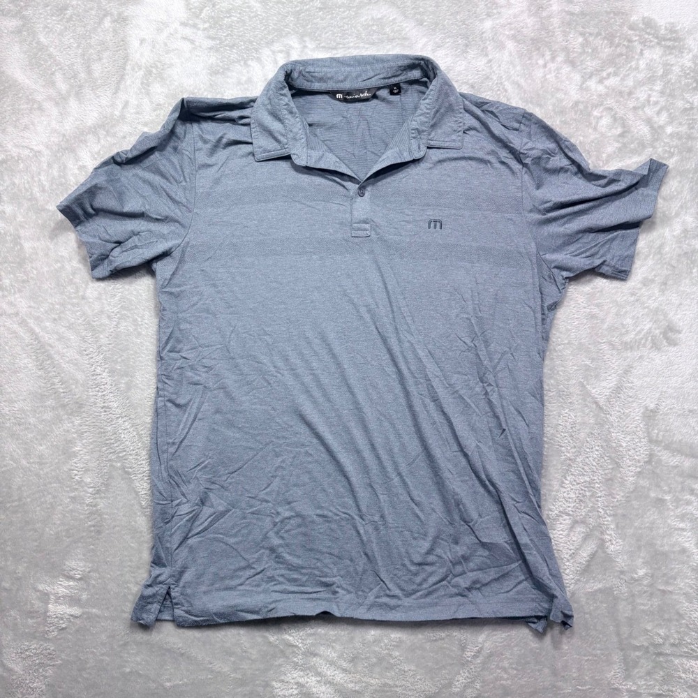 TravisMathew Polo Shirt Mens XL‎ Blue Heathered Short Sleeve Stretch Golf Top